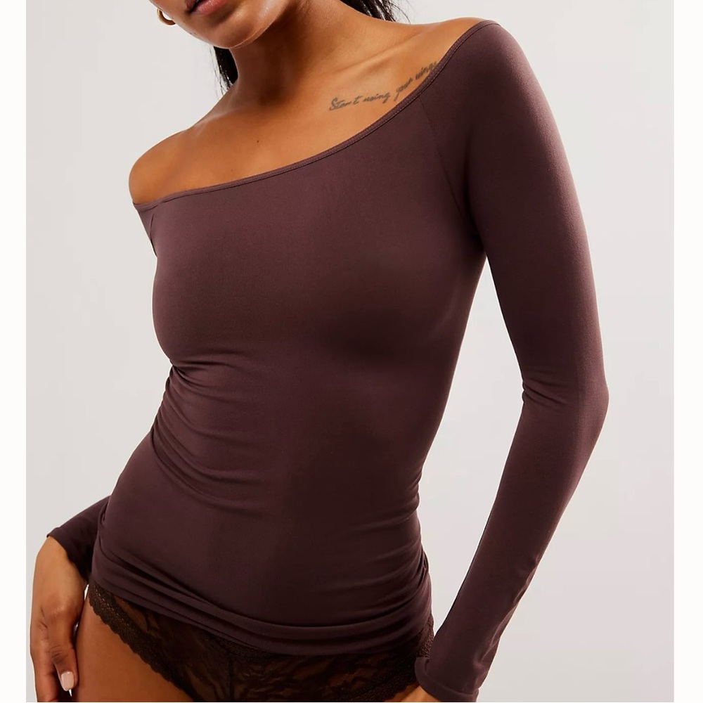 NWOT Free People Off The Shoulder Long Sleeve Top